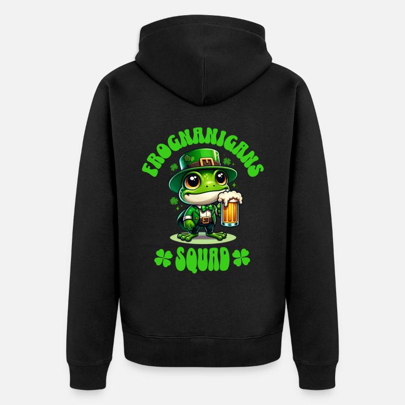 Grenouille de la Saint-Patrick - Veste à capuche bio Premium Unisexe - noir