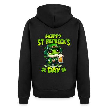 Grenouille de la Saint-Patrick - Veste à capuche bio Premium Unisexe - noir - Dos - Nico (187cm)