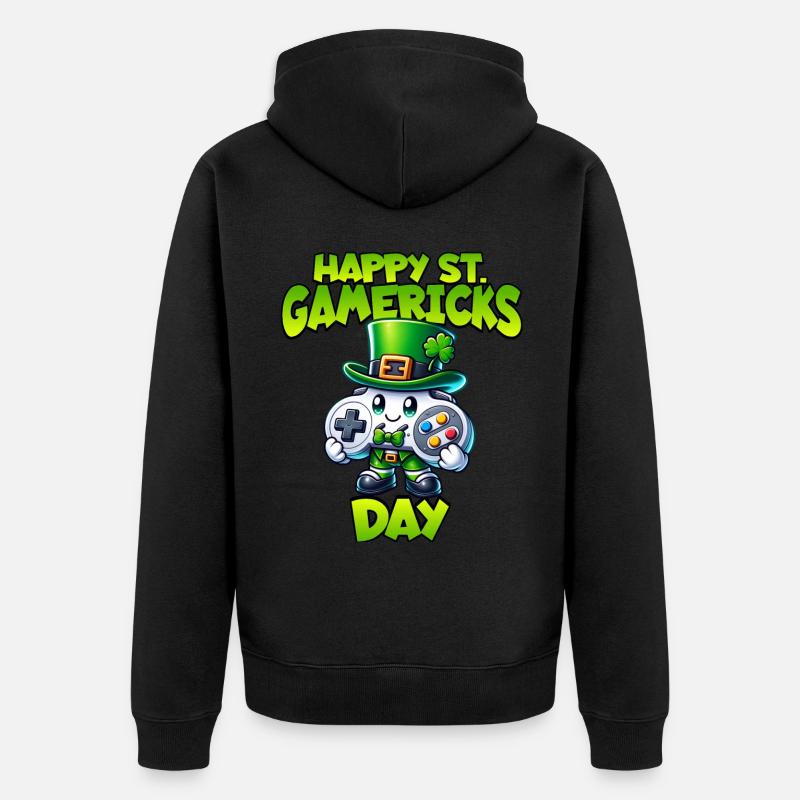 Gamer Jeu de la Saint-Patrick - Veste à capuche bio Premium Unisexe - noir
