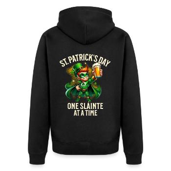 St. Patrick's Day - Unisex Premium Organic Zip Hoodie - black - Back - Nico (187cm)