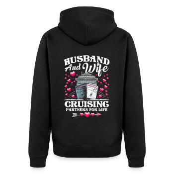 Kreuzfahrt Liebespaar - Unisex Premium Bio Zip Hoodie - Schwarz - Hinten - Nico (187cm)