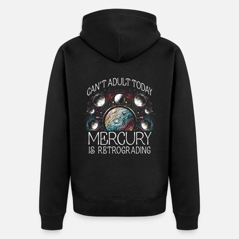 Astrologie rétrograde de Mercure - Veste à capuche bio Premium Unisexe - noir