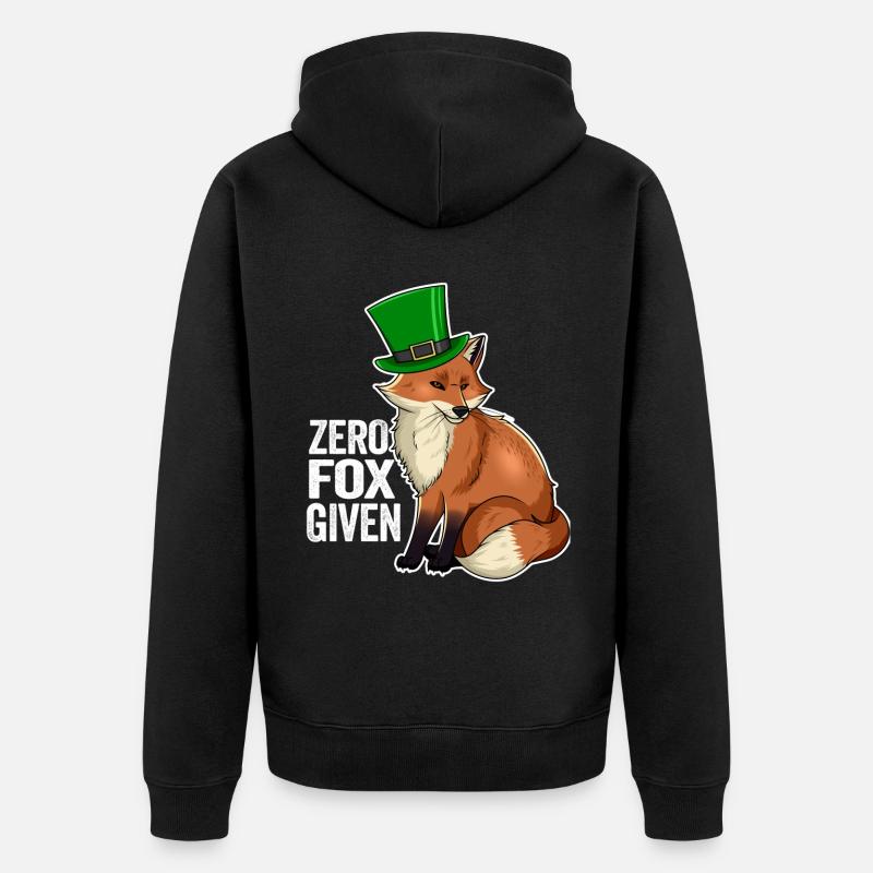 Zero Fox Given Pun Cute Kawaii Irish Fox - Unisex Premium Organic Zip Hoodie - black
