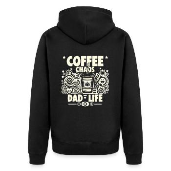 Vatertag Coffee Chaos Dad Life Papa Vater - Unisex Premium Bio Zip Hoodie - Schwarz - Hinten - Nico (187cm)