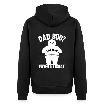 Vatertag Dad Bod? I prefer father figure Papa - Unisex Premium Bio Zip Hoodie - Schwarz - Hinten - Nico (187cm)
