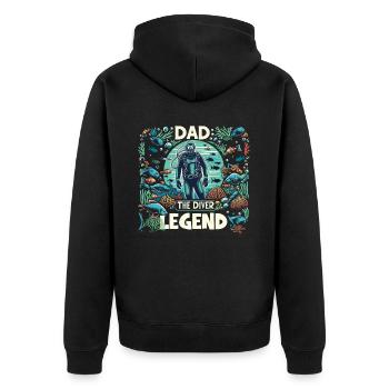 Fête des pères Papa la légende du plongeur Papa Papa plongeur - Veste à capuche bio Premium Unisexe - noir - Dos - Nico (187cm)