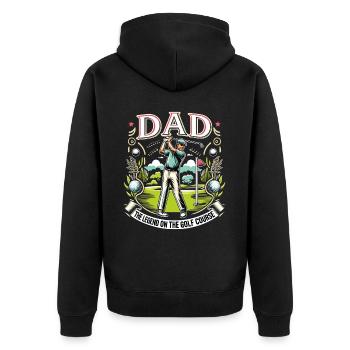 Fête des pères Papa la légende sur le terrain de golf Papa - Veste à capuche bio Premium Unisexe - noir - Dos - Nico (187cm)