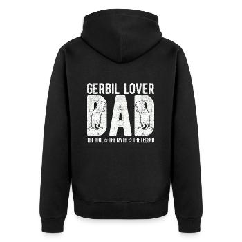 Gerbil Lover Dad The Idol The Myth The Racing Rat - Unisex Premium Organic Zip Hoodie - black - Back - Nico (187cm)