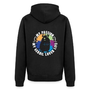 Amoureux des gerbilles Ma passion Mon amant des gerbilles Hamster - Veste à capuche bio Premium Unisexe - noir - Dos - Nico (187cm)