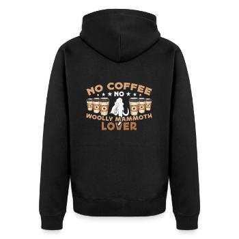 Woolly Mammoth No Coffee No Elephant Coffee Lover - Unisex Premium Bio Zip Hoodie - Schwarz - Hinten - Nico (187cm)
