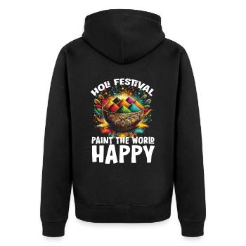 Happy Holi Greetings Hinduism Indian Festival - Unisex Premium Organic Zip Hoodie - black - Back - Nico (187cm)