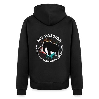 Woolly Mammoth Lover My Passion My Trunked Animals - Unisex Premium Bio Zip Hoodie - Schwarz - Hinten - Nico (187cm)