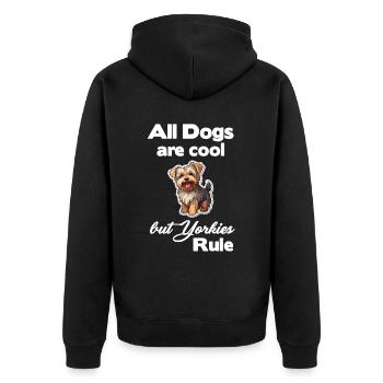 Tous les chiens sont cool, mais les Yorkies règnent en maîtres - Veste à capuche bio Premium Unisexe - noir - Dos - Nico (187cm)