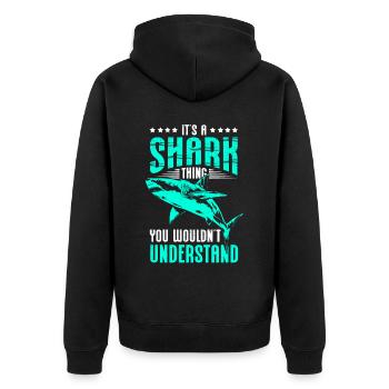 Sharks, Sharks, Great White Shark, Shark Gift - Unisex Premium Organic Zip Hoodie - black - Back - Nico (187cm)
