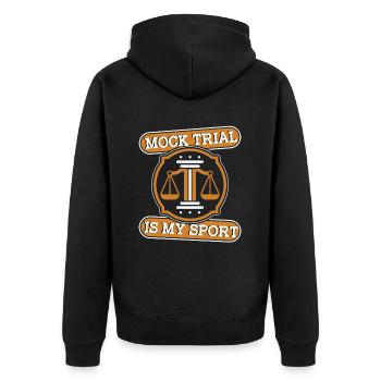 Mock Trial Is My Sport University Legal Studies - Unisex Premium Organic Zip Hoodie - black - Back - Nico (187cm)