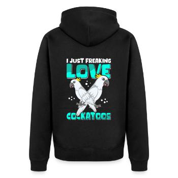 Kakadu Papageien Cockatoo Kakadus Geschenk - Unisex Premium Bio Zip Hoodie - Schwarz - Hinten - Nico (187cm)