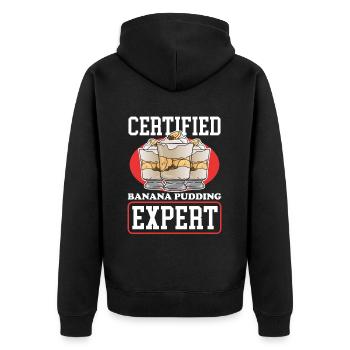 Bananenpudding Bananen Pudding Geschenk - Unisex Premium Bio Zip Hoodie - Schwarz - Hinten - Nico (187cm)
