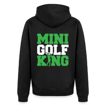 Geschenk für Minigolfspieler - Unisex Premium Bio Zip Hoodie - Schwarz - Hinten - Nico (187cm)