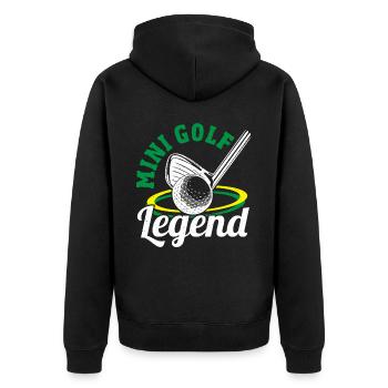 Geschenk für Minigolfspieler - Unisex Premium Bio Zip Hoodie - Schwarz - Hinten - Nico (187cm)