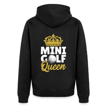 Geschenk für Minigolfspieler - Unisex Premium Bio Zip Hoodie - Schwarz - Hinten - Nico (187cm)