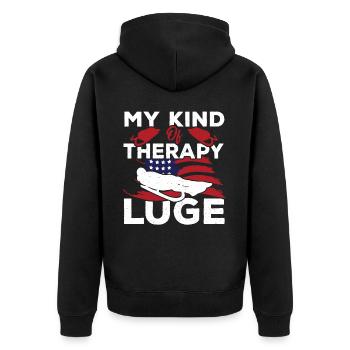 Mon type de thérapie : la luge - Veste à capuche bio Premium Unisexe - noir - Dos - Nico (187cm)