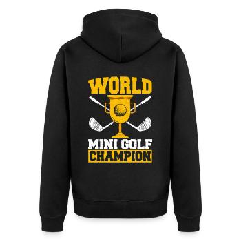 Geschenk für Minigolfspieler - Unisex Premium Bio Zip Hoodie - Schwarz - Hinten - Nico (187cm)