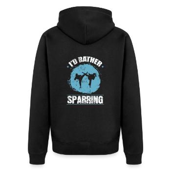 I' rather Sparring in Karate - Unisex Premium Bio Zip Hoodie - Schwarz - Hinten - Nico (187cm)