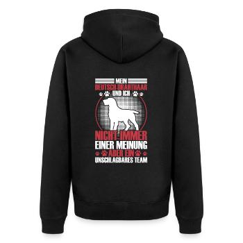 Deutsch Drahthaar ist unschlagbar - Unisex Premium Bio Zip Hoodie - Schwarz - Hinten - Nico (187cm)