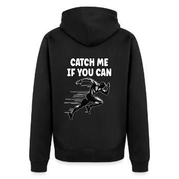 Bahnläufer Sprinter Sprint 100m Sprinter - Unisex Premium Bio Zip Hoodie - Schwarz - Hinten - Nico (187cm)
