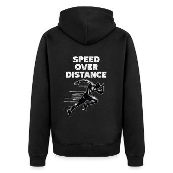 Bahnläufer Sprinter Sprint 100m Sprinter - Unisex Premium Bio Zip Hoodie - Schwarz - Hinten - Nico (187cm)