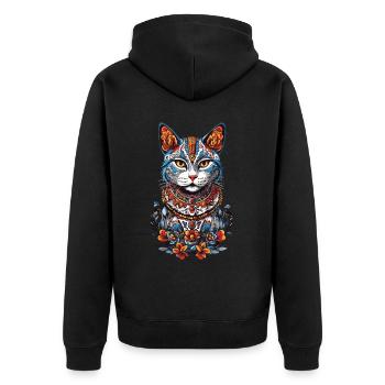 Mexican Cat Decoration for Cat Lovers - Unisex Premium Organic Zip Hoodie - black - Back - Nico (187cm)