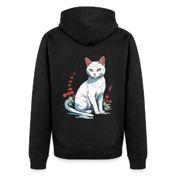 Hauskatzen Besitzer Niedliche Katze Katzen Dame - Unisex Premium Bio Zip Hoodie - Schwarz - Hinten - Nico (187cm)