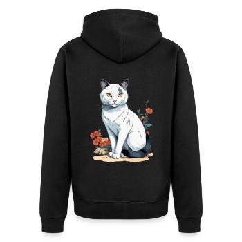 Hauskatzen Besitzer Niedliche Katze Katzen Dame - Unisex Premium Bio Zip Hoodie - Schwarz - Hinten - Nico (187cm)