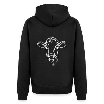 Line Art Dad Mum Cow - Guernsey - Unisex Premium Organic Zip Hoodie - black - Back - Nico (187cm)