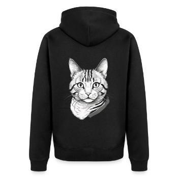 Hauskatzen Besitzer Niedliche Katze Katzen Dame - Unisex Premium Bio Zip Hoodie - Schwarz - Hinten - Nico (187cm)