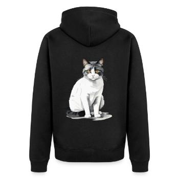 Hauskatzen Besitzer Niedliche Katze Katzen Dame - Unisex Premium Bio Zip Hoodie - Schwarz - Hinten - Nico (187cm)