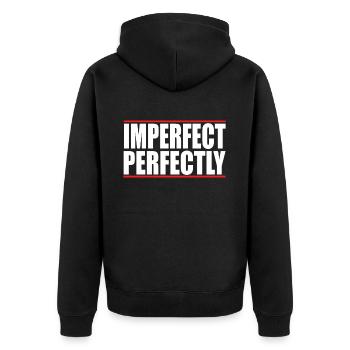 Imperfect Perfectly - Unisex Premium Organic Zip Hoodie - black - Back - Nico (187cm)