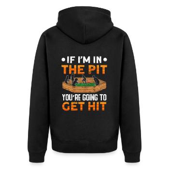 Dodgeball Hexagon Pit Sports Gaga Ball - Unisex Premium Organic Zip Hoodie - black - Back - Nico (187cm)