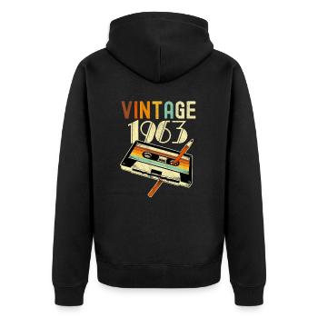 1963 Anniversaire Né En 1963 Rétro Vintage - Veste à capuche bio Premium Unisexe - noir - Dos - Nico (187cm)