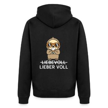 Lieber Voll als Liebevoll Bier - Unisex Premium Bio Zip Hoodie - Schwarz - Hinten - Nico (187cm)