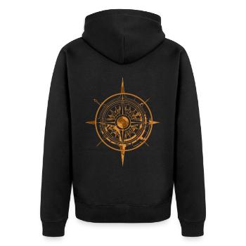Vintage Grunge Compass Abstract Rustic Illustratio - Unisex Premium Bio Zip Hoodie - Schwarz - Hinten - Nico (187cm)