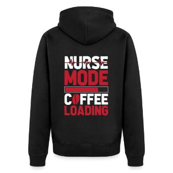Krankenschwester Kaffee Koffein - Unisex Premium Bio Zip Hoodie - Schwarz - Hinten - Nico (187cm)