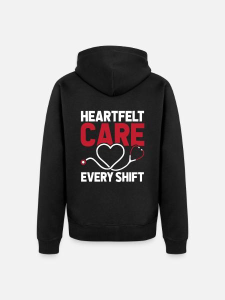 Nurse Heart - Unisex Premium Organic Zip Hoodie - black