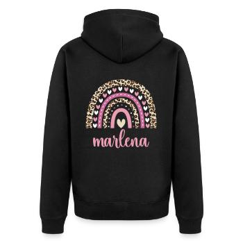 Marlena Regenbogen Name Geburtstag Marlena - Unisex Premium Bio Zip Hoodie - Schwarz - Hinten - Nico (187cm)