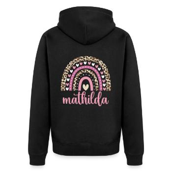 Mathilda Regenbogen Name Geburtstag Mathilda - Unisex Premium Bio Zip Hoodie - Schwarz - Hinten - Nico (187cm)
