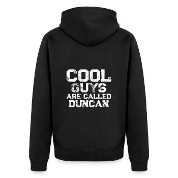 Cool guys are called Duncan - Unisex Premium Organic Zip Hoodie - black - Back - Nico (187cm)