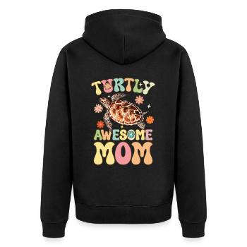 Groovy Turtle Lover Mom - Unisex Premium Organic Zip Hoodie - black - Back - Nico (187cm)