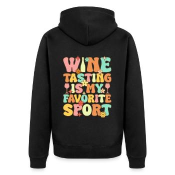 Groovy Wine Drinking - Unisex Premium Organic Zip Hoodie - black - Back - Nico (187cm)