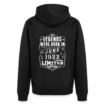 Birthday June 1922 Year Limited Edition - Unisex Premium Organic Zip Hoodie - black - Back - Nico (187cm)