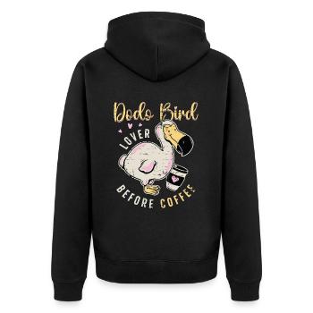 Dodo Bird Lover Before Ornithologist Coffee Lover - Unisex Premium Bio Zip Hoodie - Schwarz - Hinten - Nico (187cm)